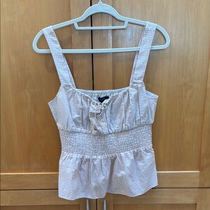 Women's Beige Gingham Top